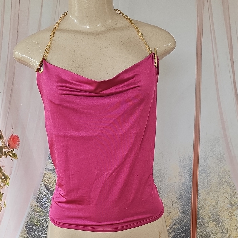 Thirty/ Thirty Elegant Pink Chain Strap Women's Top Size Small
